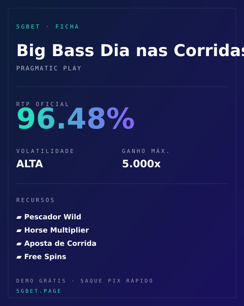 Ficha técnica de Big Bass Dia nas Corridas: RTP, volatilidade e ganho máximo na 5gbet