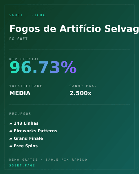 Ficha técnica de Fogos de Artifício Selvagens: RTP, volatilidade e ganho máximo na 5gbet