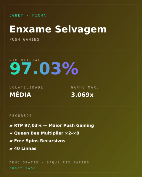 Ficha técnica de Enxame Selvagem: RTP, volatilidade e ganho máximo na 5gbet