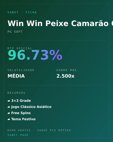 Ficha técnica de Win Win Peixe Camarão Caranguejo: RTP, volatilidade e ganho máximo na 5gbet